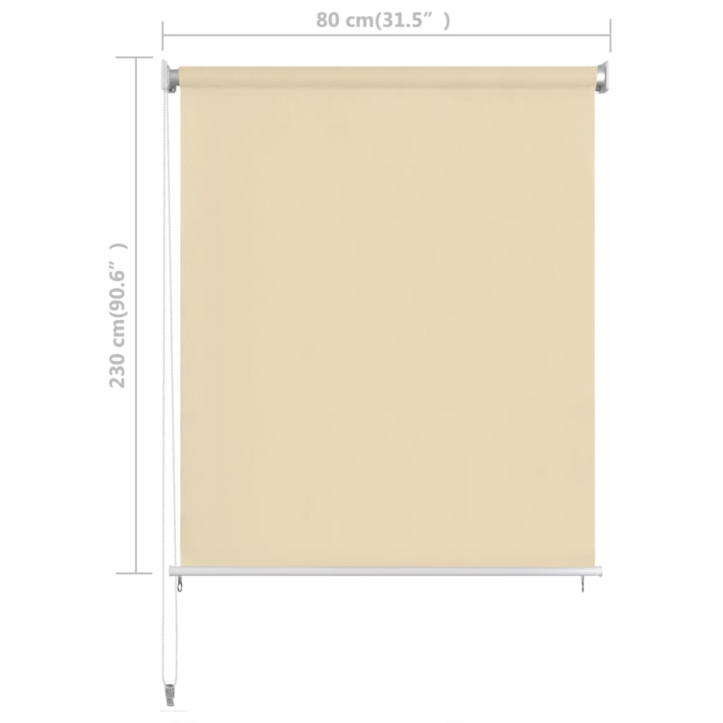 Outdoor Roller Blind Cream 31.5"x90.6" HDPE