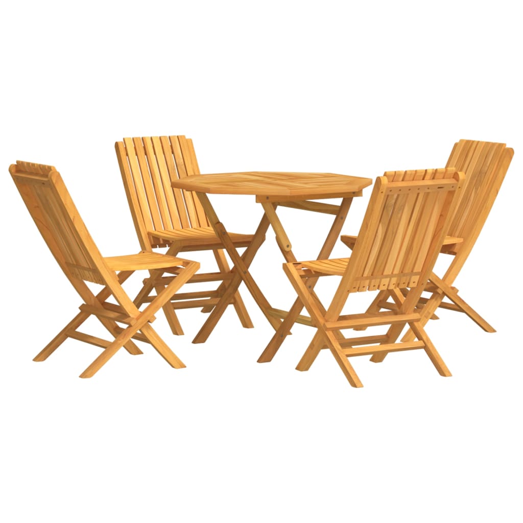 5 Piece Patio Dining Set Solid Wood Teak