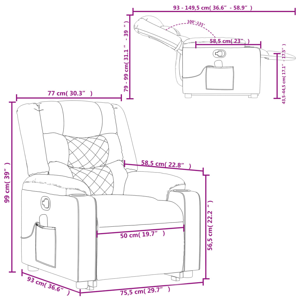 Massage Recliner Chair Black Fabric