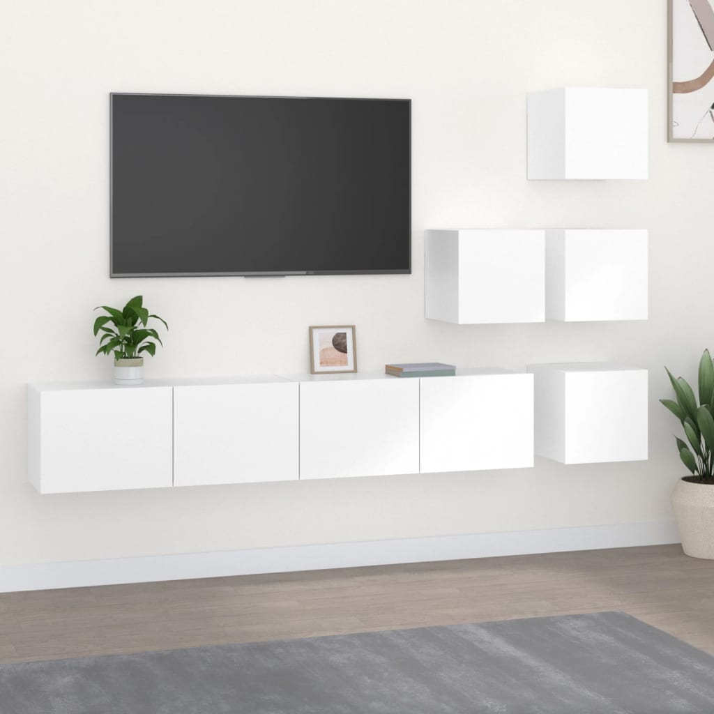 Wall-mounted TV Stand White Engineered Wood