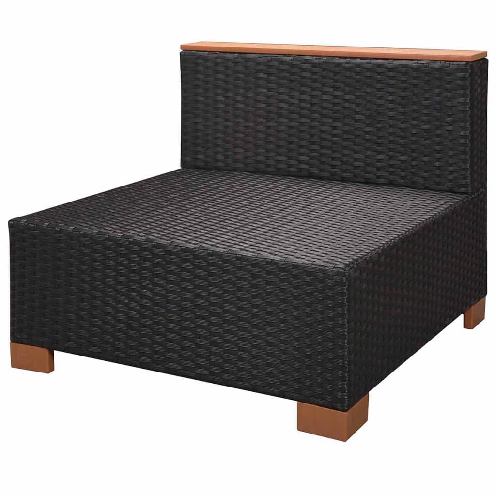 7 Piece Patio Lounge Set with Cushions Poly Rattan Black