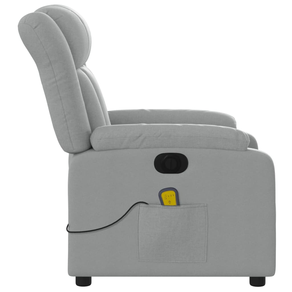 Electric Massage Recliner Chair Light Gray Fabric