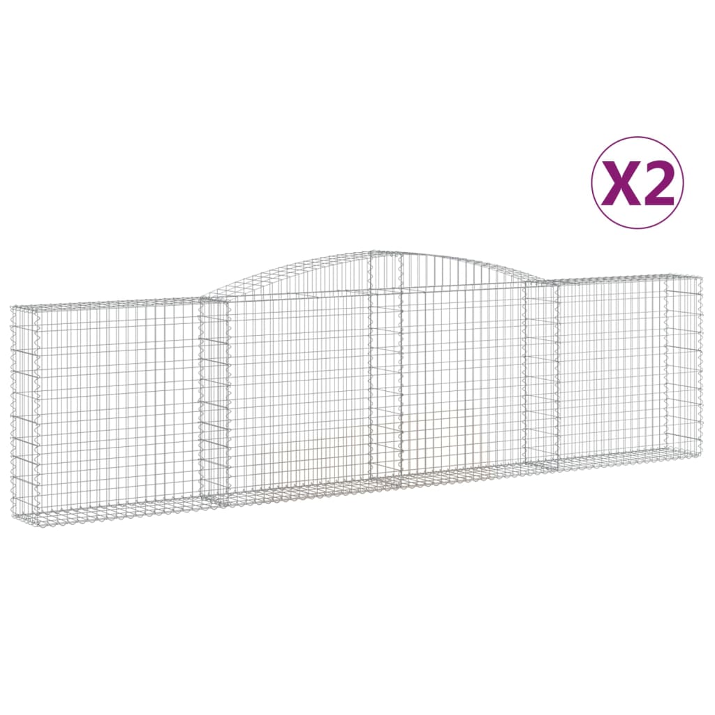 Arched Gabion Baskets 2 pcs 157.5"x11.8"x39.4"/47.2" Galvanized Iron