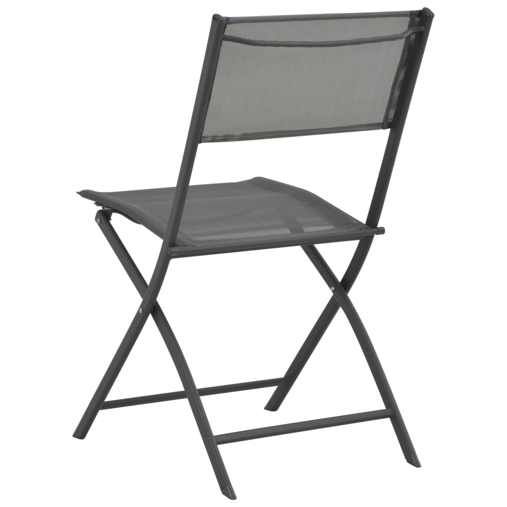 Folding Patio Chairs 4 pcs Gray Steel and Textilene