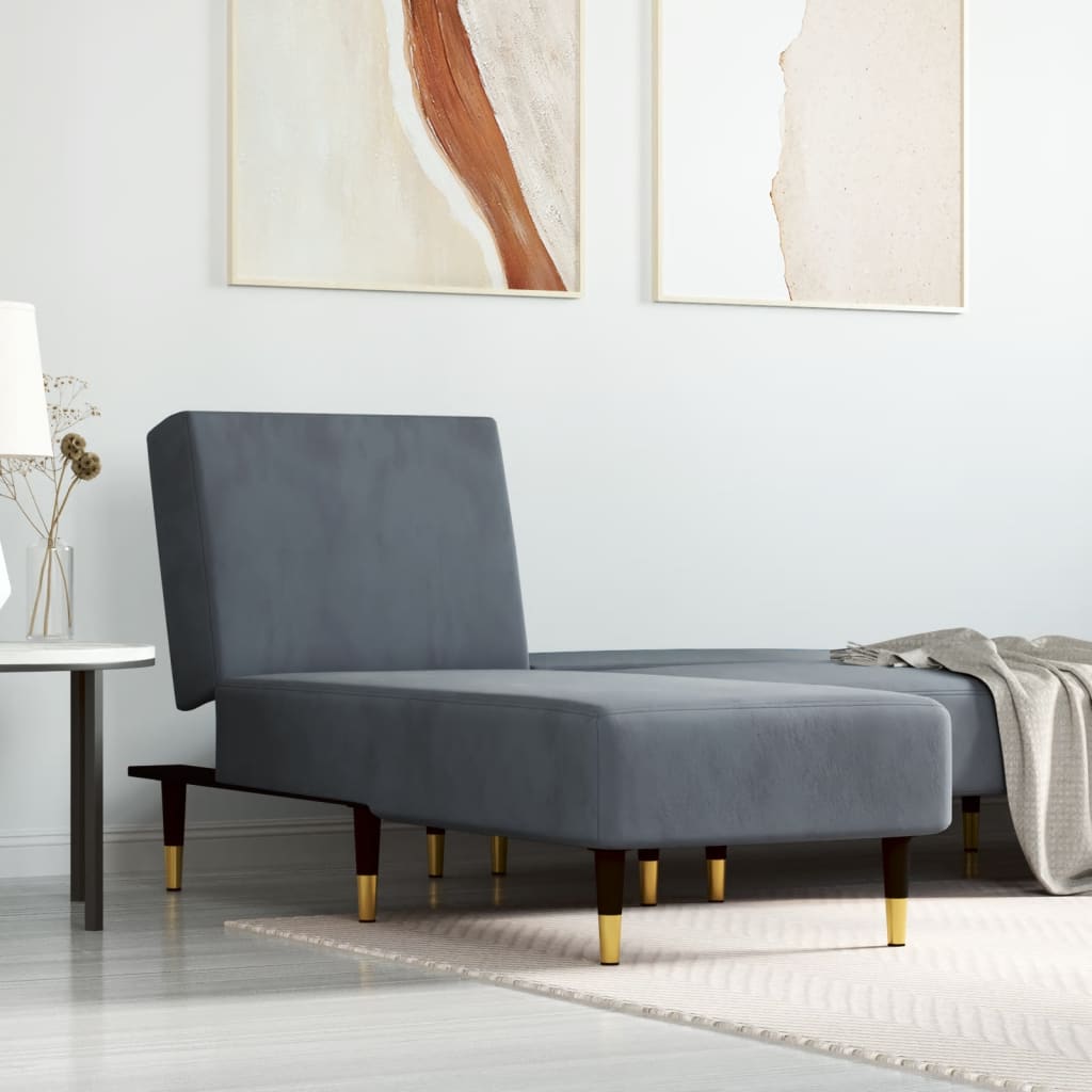 Chaise Longue Dark Gray Velvet