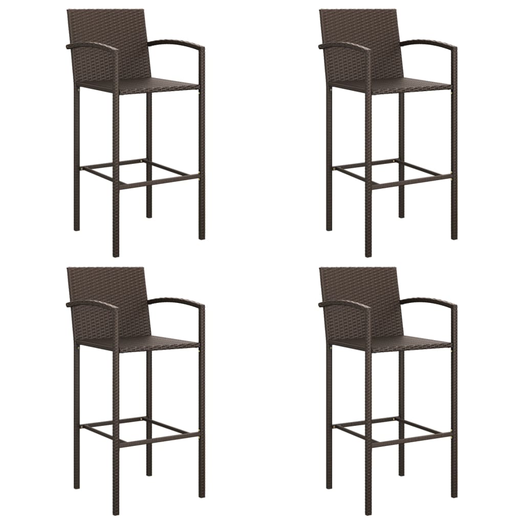 5 Piece Patio Bar Set Brown Poly Rattan