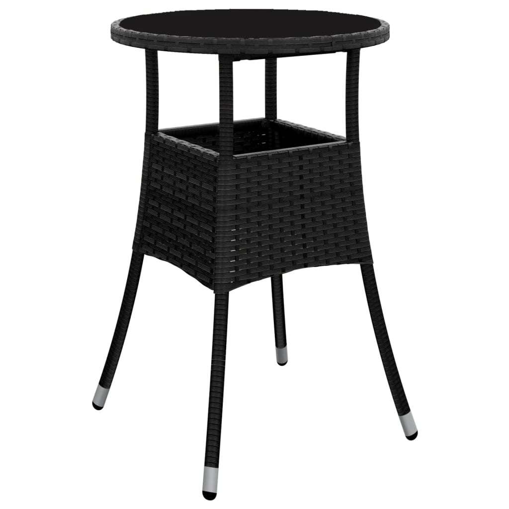 5 Piece Patio Bistro Set with Cushions Black Poly Rattan