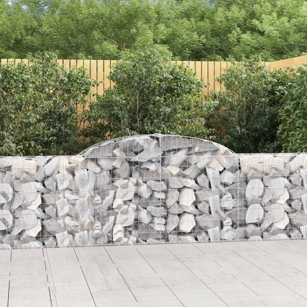 Arched Gabion Baskets 2 pcs 118.1"x11.8"x31.5"/39.4" Galvanized Iron