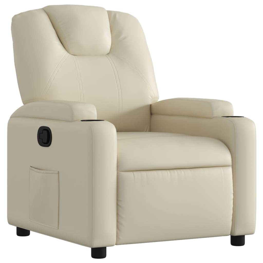 Recliner Chair Cream Faux Leather