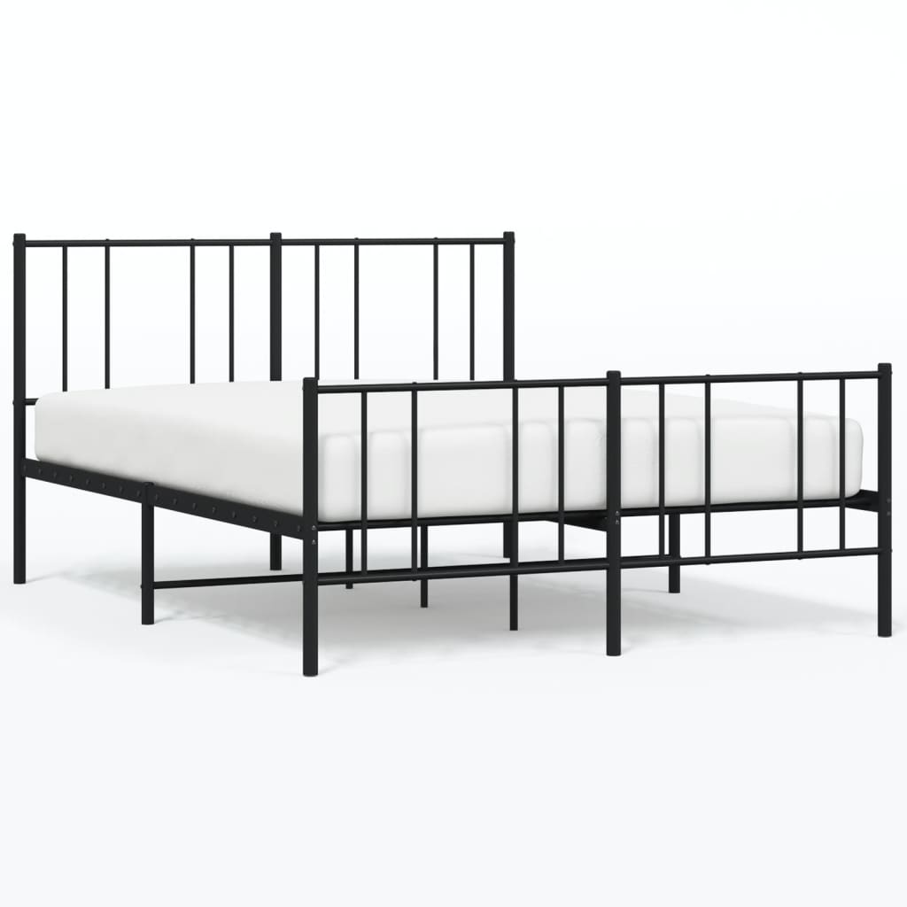 Metal Bed Frame without Mattress with Footboard Black 53.1"x74.8"