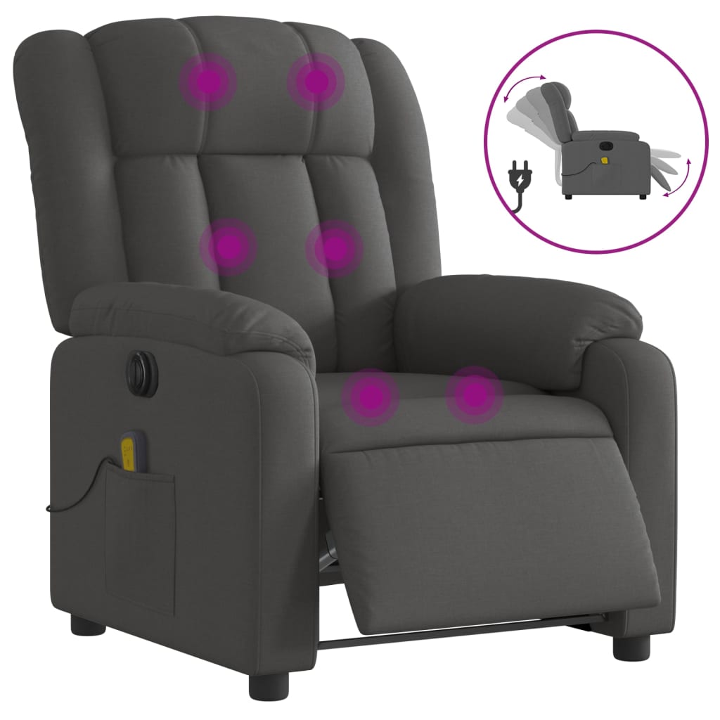 Electric Massage Recliner Chair Dark Gray Fabric