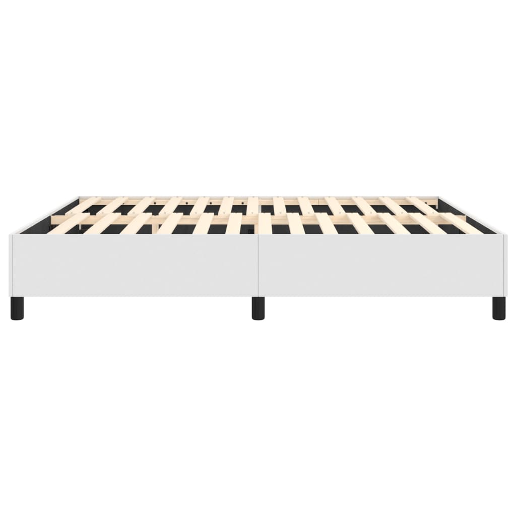 Bed Frame without Mattress White King Faux Leather (US Only)