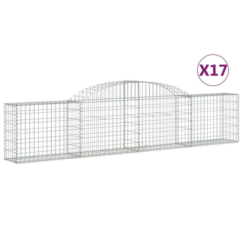 Arched Gabion Baskets 17 pcs 118.1"x11.8"x23.6"/31.5" Galvanized Iron