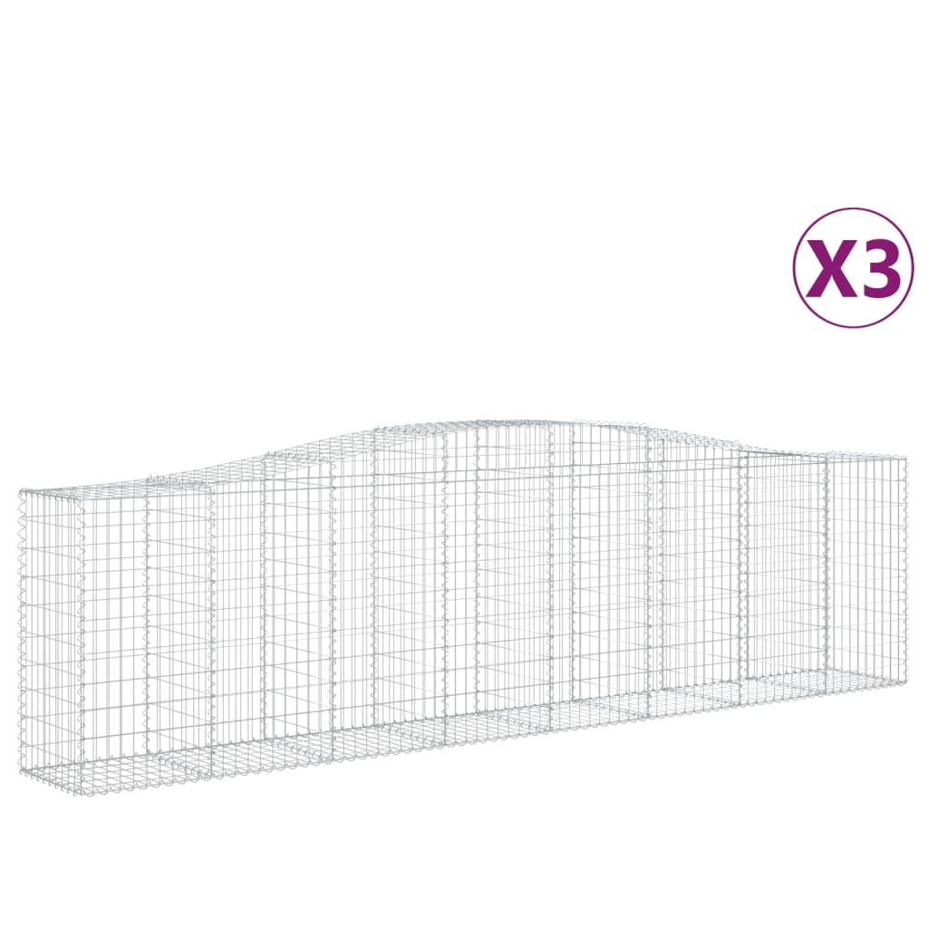 Arched Gabion Baskets 2 pcs 157.5"x19.7"x39.4"/47.2" Galvanized Iron