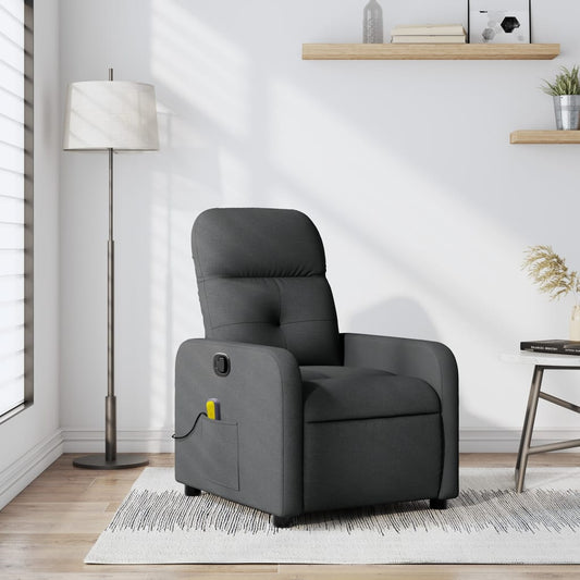 Massage Recliner Chair Dark Gray Fabric