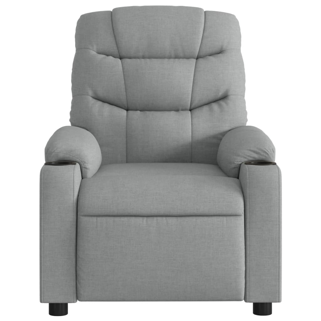 Massage Recliner Chair Light Gray Fabric