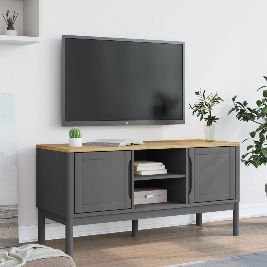 TV Stand FLORO Gray 44.9"x16.9"x21.7" Solid Pine Wood