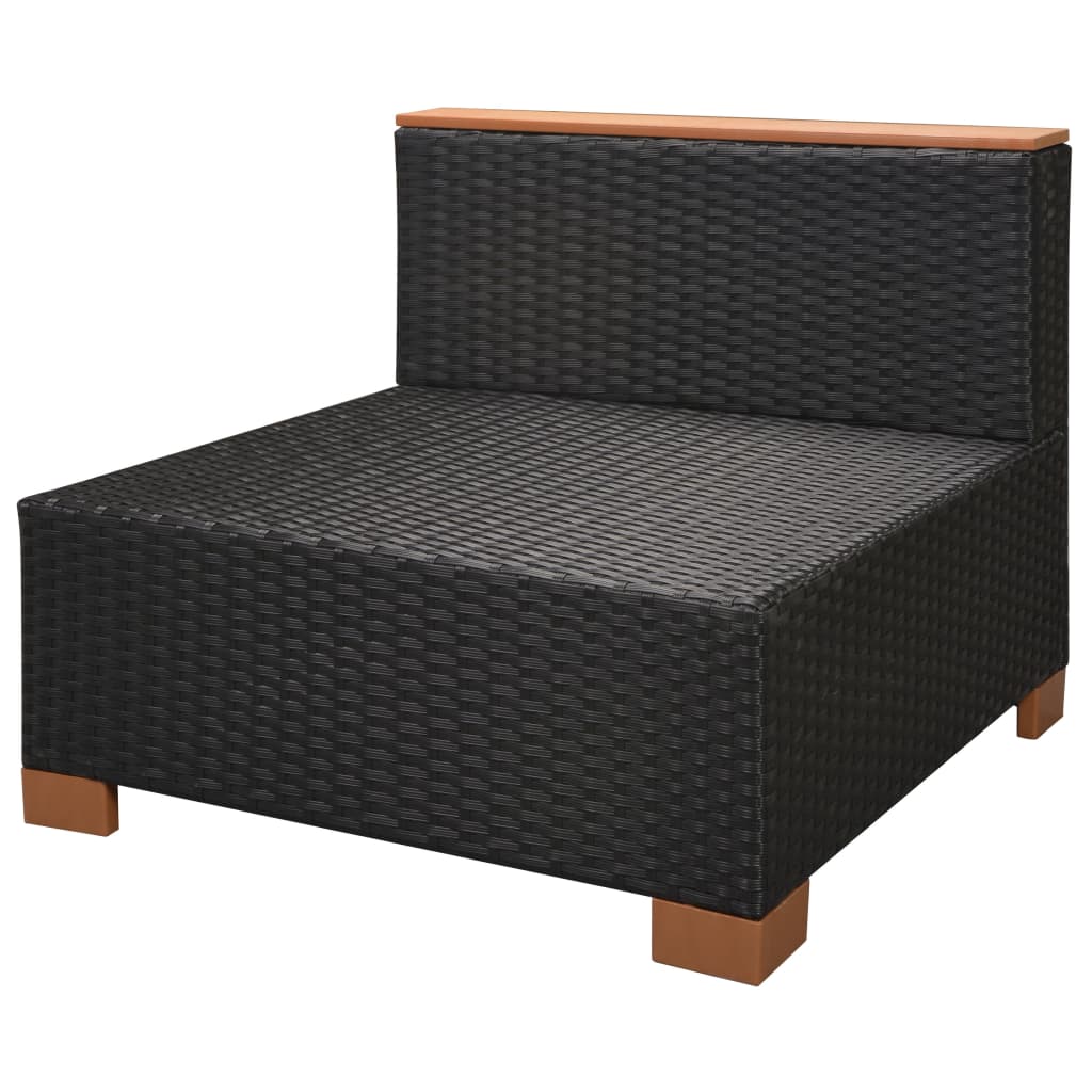 6 Piece Patio Lounge Set with Cushions Poly Rattan Black