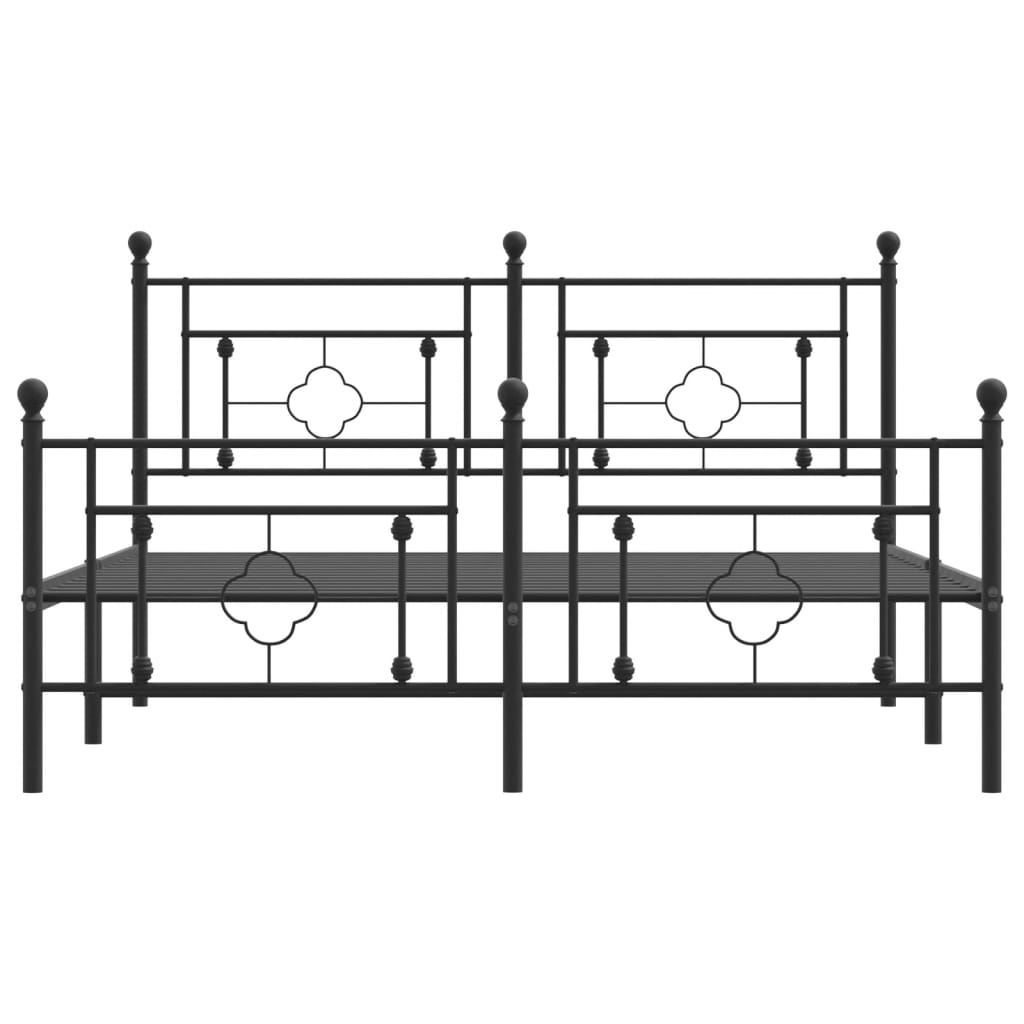 Metal Bed Frame without Mattress with Footboard Black 59.1"x78.7"