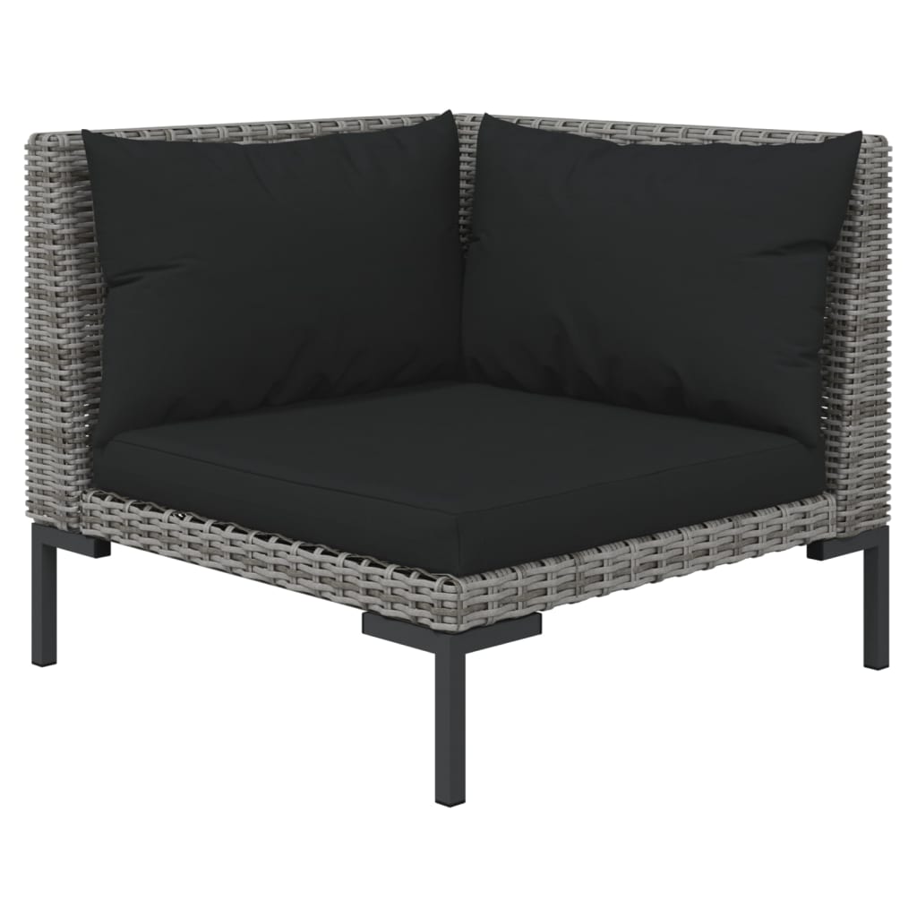 5 Piece Patio Lounge Set with Cushions Poly Rattan Dark Gray