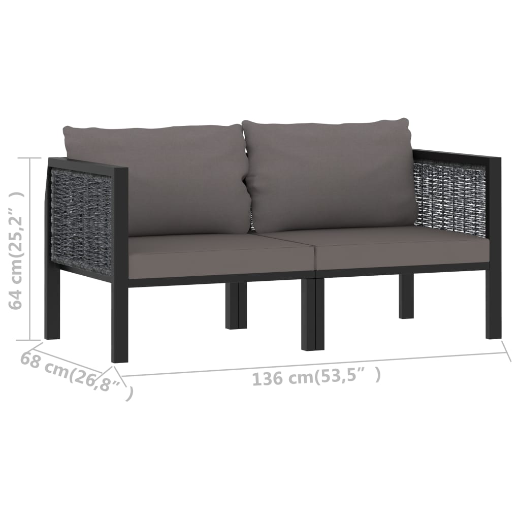 2-Seater Sofa with Cushions Anthracite Poly Rattan