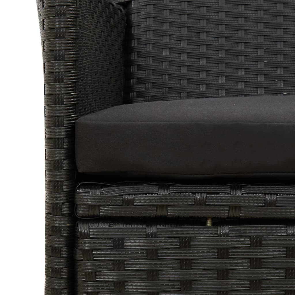 Patio Chairs with Cushions 2 pcs Poly Rattan Black