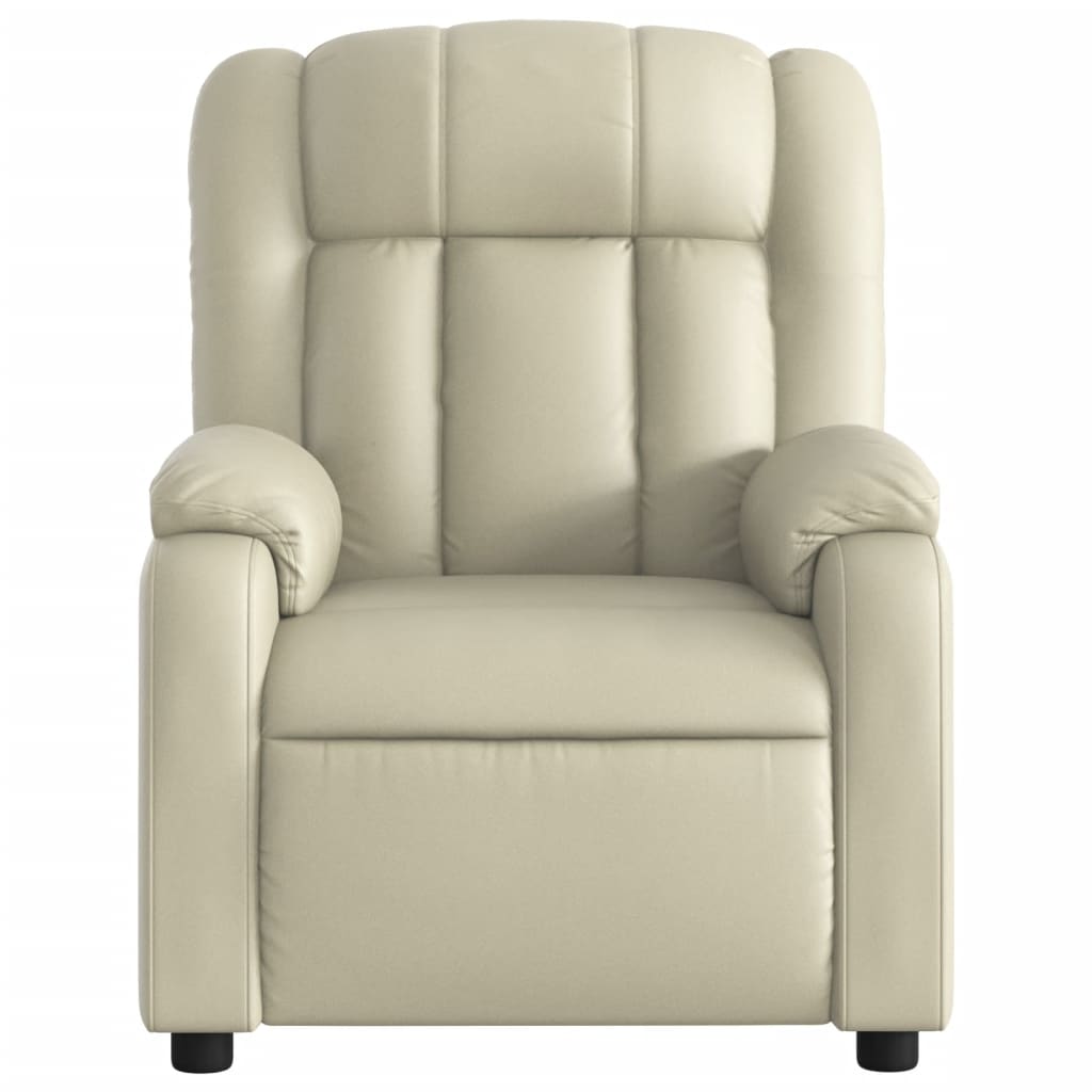 Electric Massage Recliner Chair Cream Faux Leather