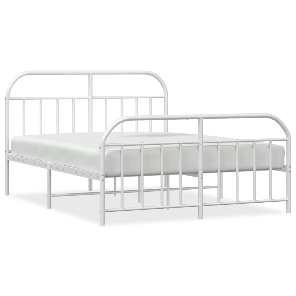 Metal Bed Frame without Mattress with Footboard White 72"x83.9"