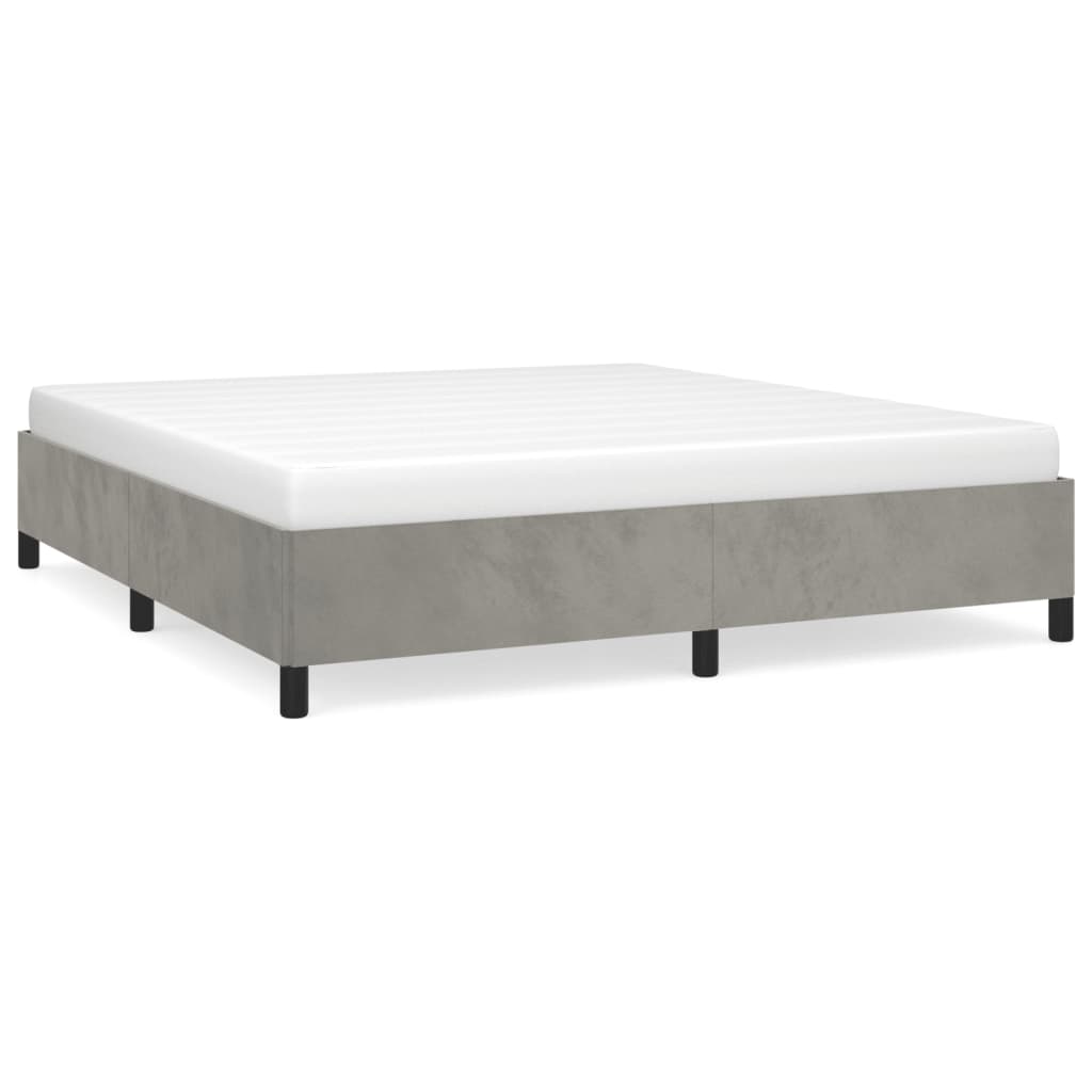 Bed Frame without Mattress Light Gray California King Velvet