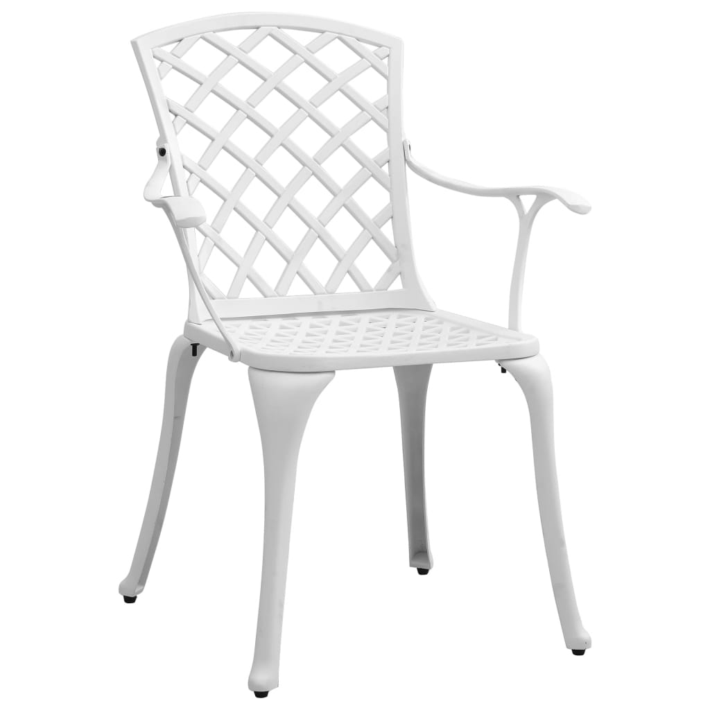 3 Piece Bistro Set White Cast Aluminum