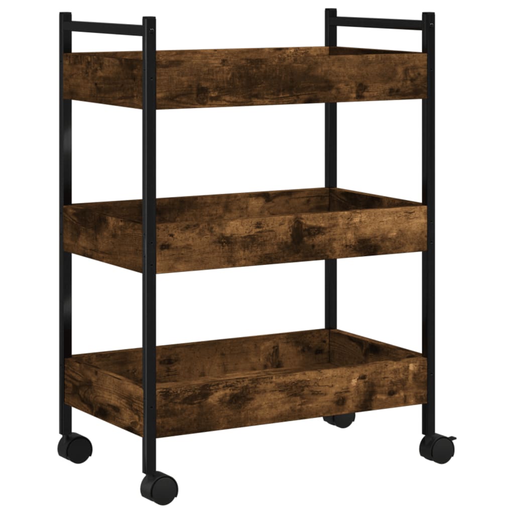 Kitchen Trolley Smoked Oak 19.7"x11.8"x27.6" Engineered Wood