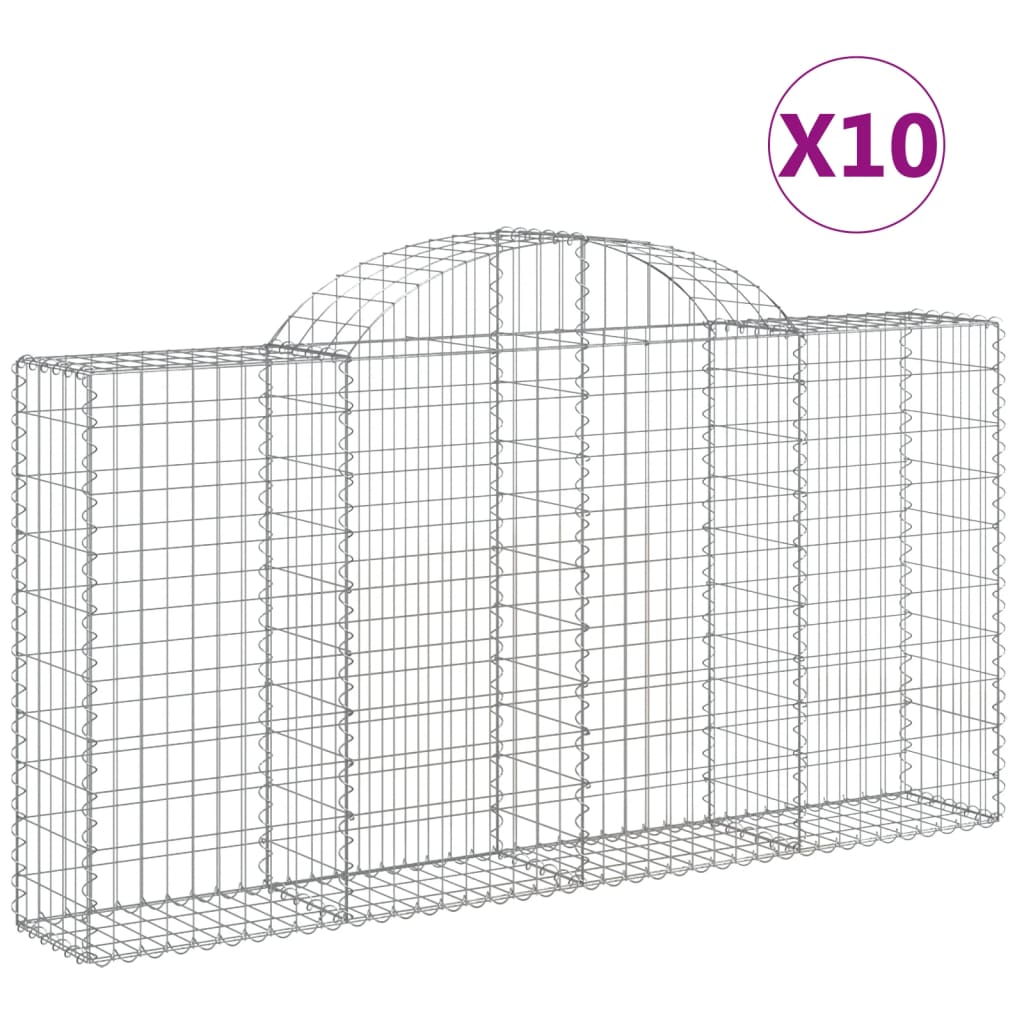 Arched Gabion Baskets 10 pcs 78.7"x11.8"x39.4"/47.2" Galvanized Iron