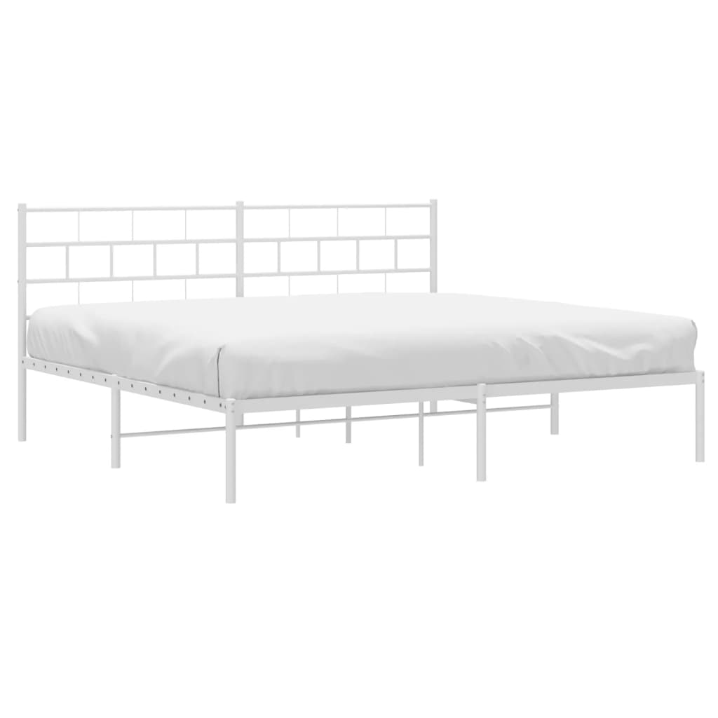 Metal Bed Frame without Mattress with Headboard White 76"x79.9"