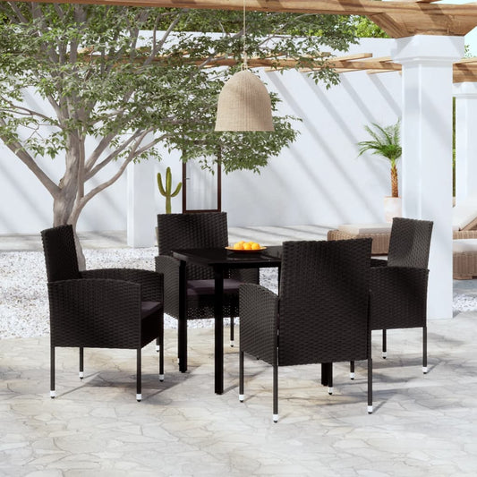 5 Piece Patio Dining Set Black