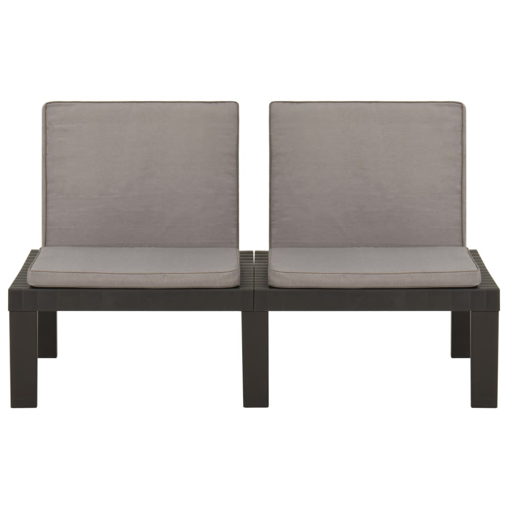 6 Piece Patio Lounge Set with Cushions Plastic Gray