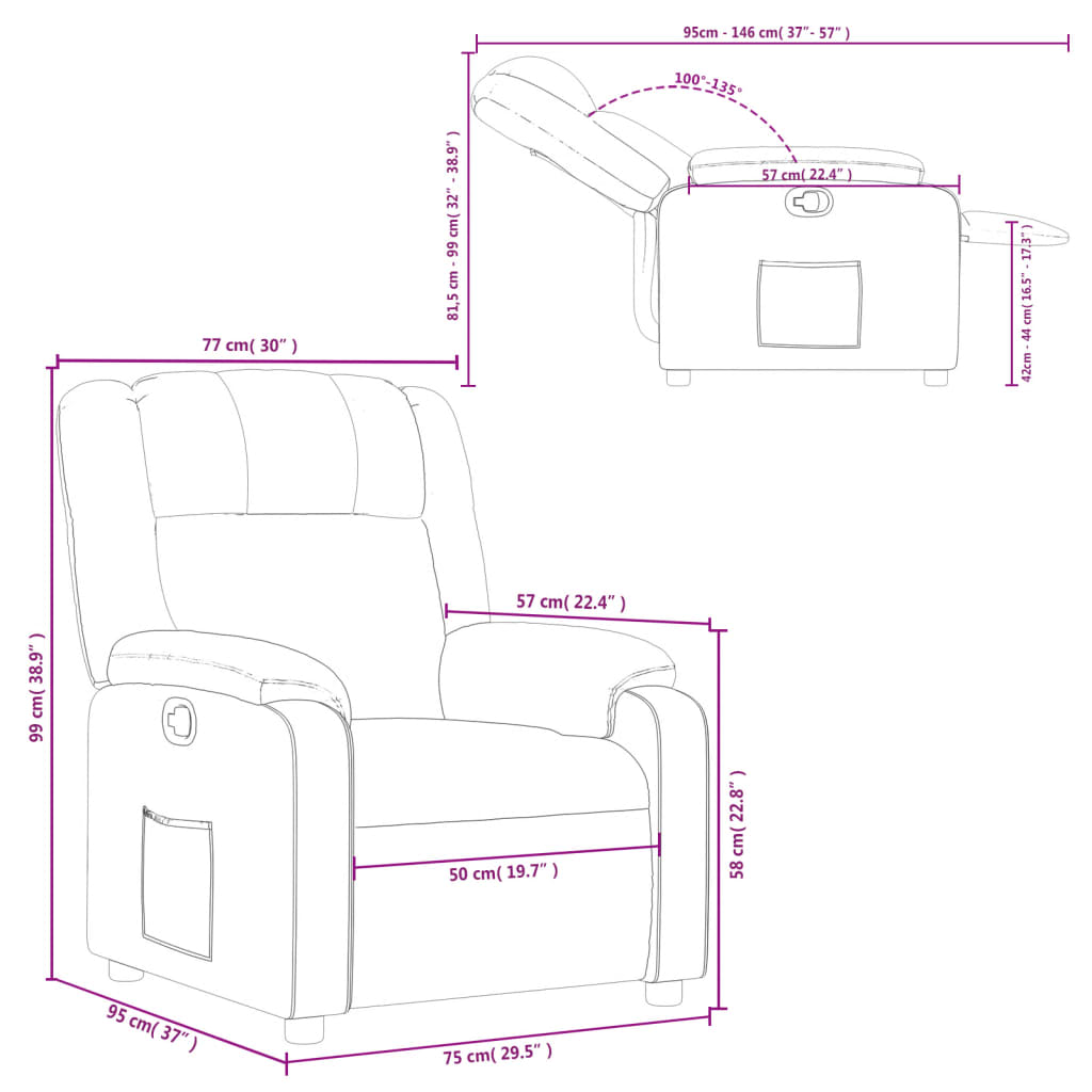 Recliner Chair Light Gray Fabric