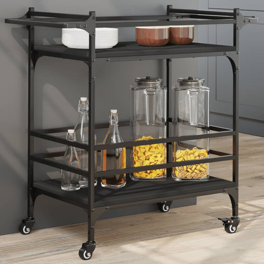 Kitchen Trolley Black 32.3"x15.7"x30.9" Engineered Wood