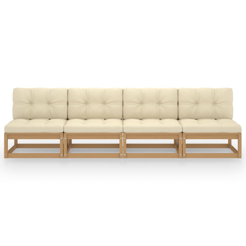 4-Seater Patio Sofa with Cushions Solid Pinewood