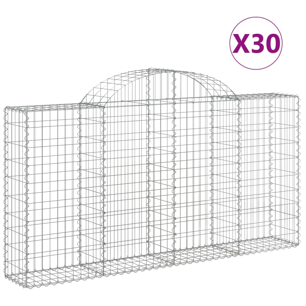 Arched Gabion Baskets 30 pcs 78.7"x11.8"x39.4"/47.2" Galvanized Iron