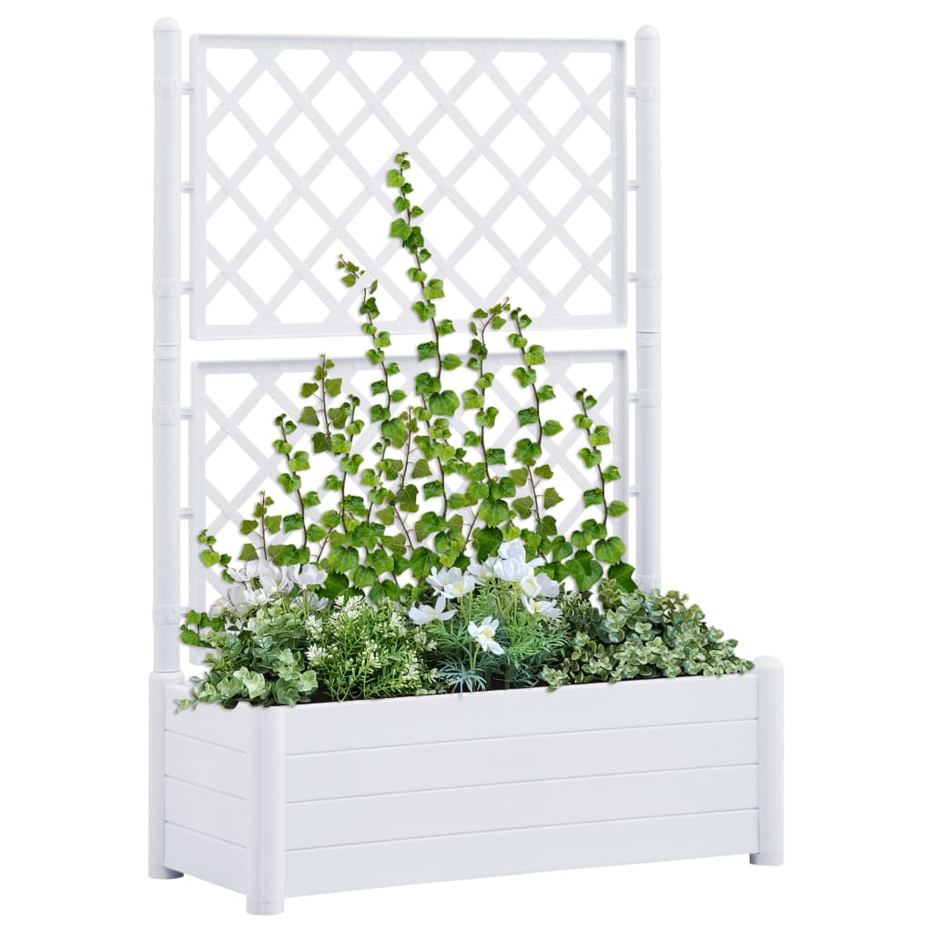 Garden Planter with Trellis 16.9"x16.9"x55.9" PP Stone Gray