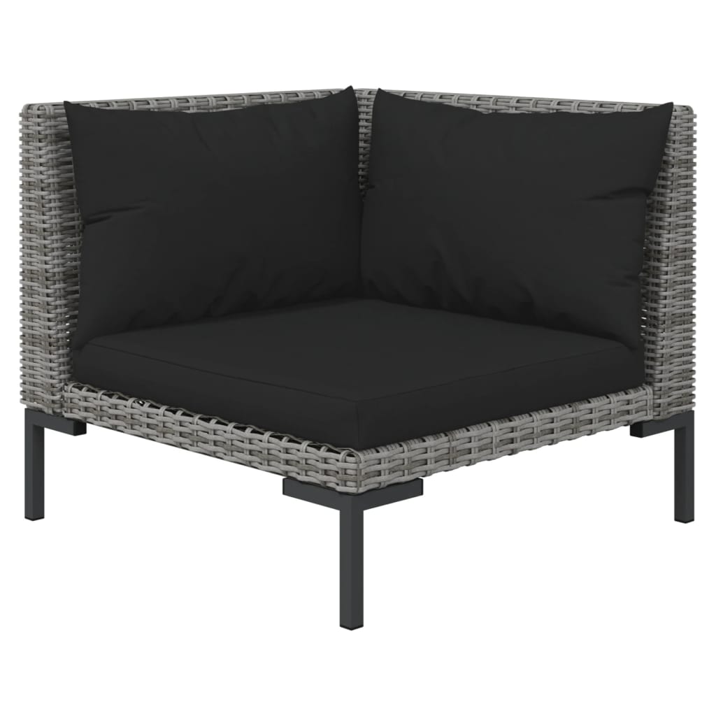 6 Piece Patio Lounge Set with Cushions Poly Rattan Dark Gray