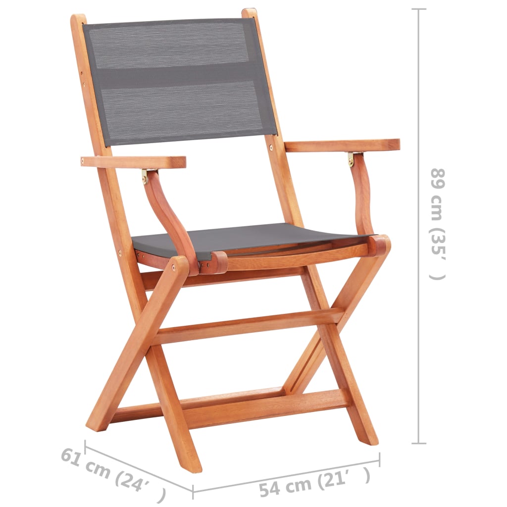 Folding Patio Chairs 4 pcs Solid Eucalyptus Wood&Textilene