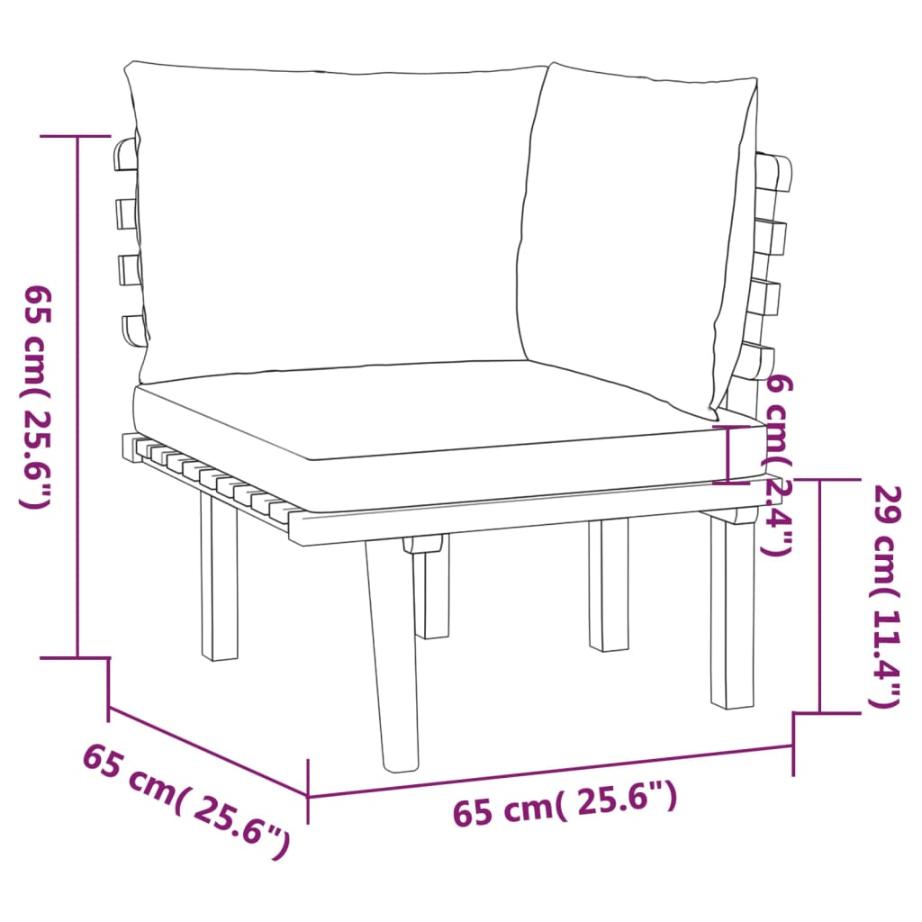 4 Piece Patio Lounge Set with Cushions Solid Acacia Wood