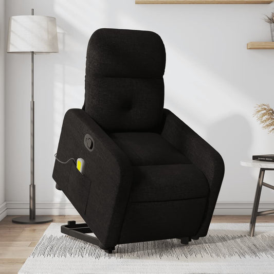 Stand up Massage Recliner Chair Black Fabric