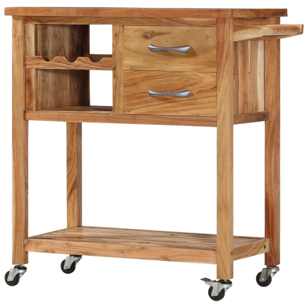 Kitchen Trolley 31.5"x17.7"x35.8" Solid Wood Acacia