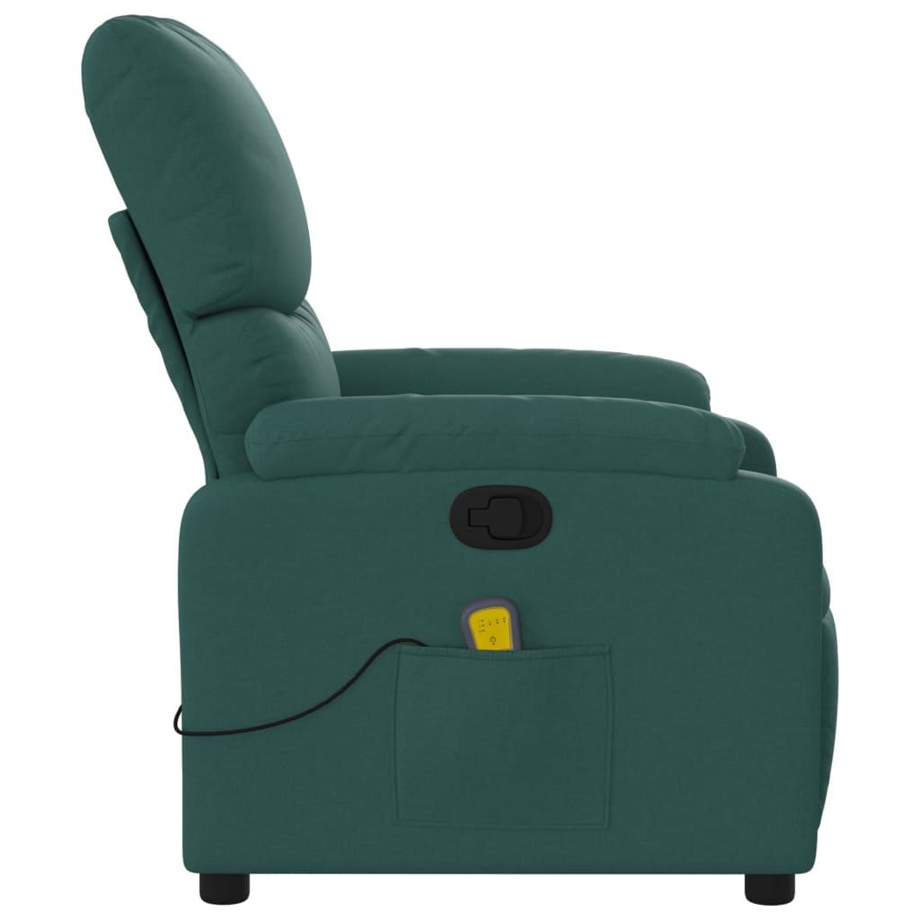 Massage Recliner Chair Dark Green Fabric