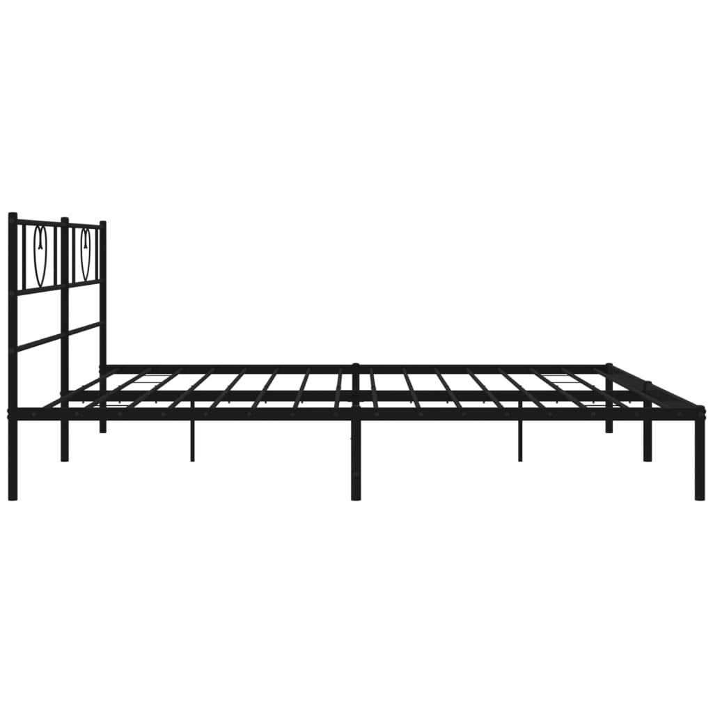 Metal Bed Frame without Mattress with Headboard Black 76"x79.9"