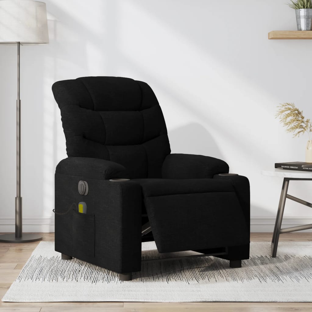 Electric Massage Recliner Chair Black Fabric