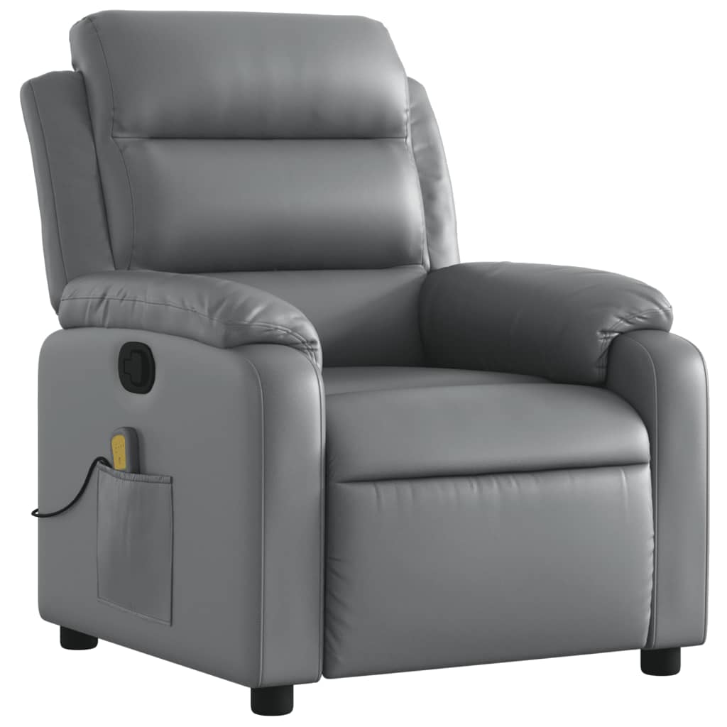 Massage Recliner Chair Gray Faux Leather