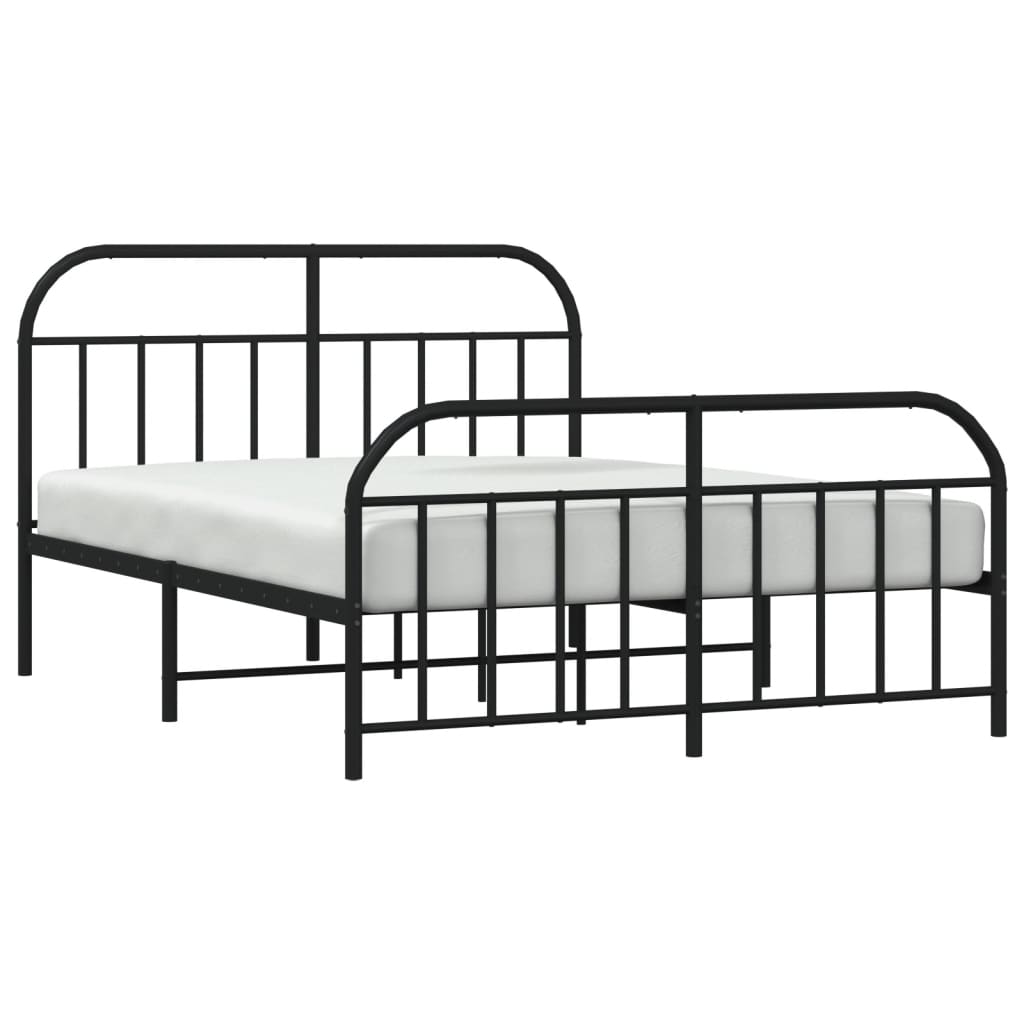 Metal Bed Frame without Mattress with Footboard Black 72"x83.9"